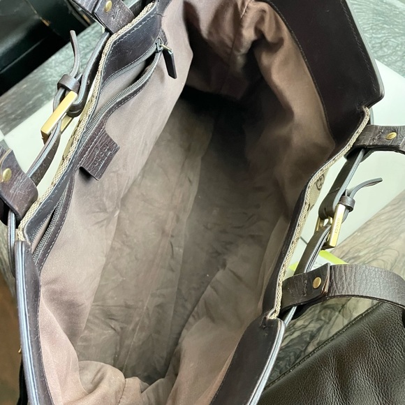 Authentic Large Gucci Totes Bag Canvas/Leather Handbag Brown Monogram Tote - Picture 7 of 11